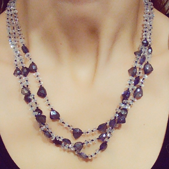 Sapphire, Amethyst, Quartz Sterling Silver Necklace - Picture 2 of 8